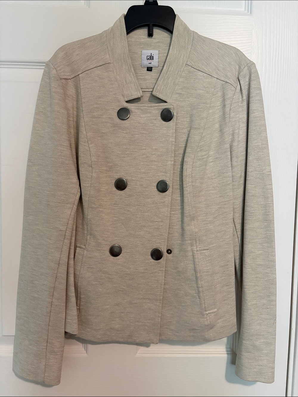 CAbi Double-Breasted Cream Peacoat Jacket